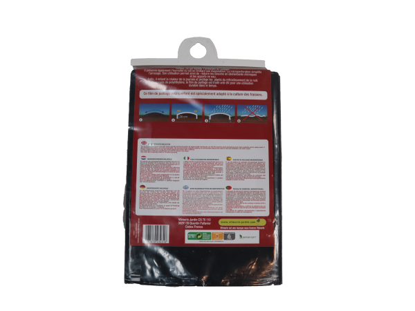 Aménagement des allées, massifs et haies - Film de Paillage Fraises - Micro Perforé - 1.4 m x 10 m - PACKAGING_3D_VERSO